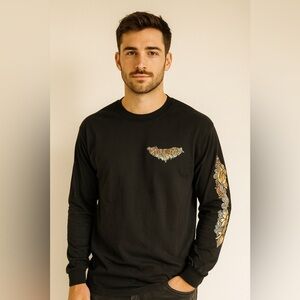 Brave New World Long Sleeve Graphic Tee Black Surf Shirt Gildan Medium